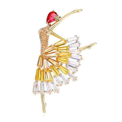 Real gold plating soul dancer jewels wholesale creative design dancing girl brooches